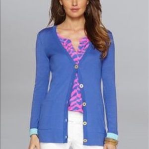 Lilly Pulitzer Heidi V-Neck Blue Buttoned Cardigan